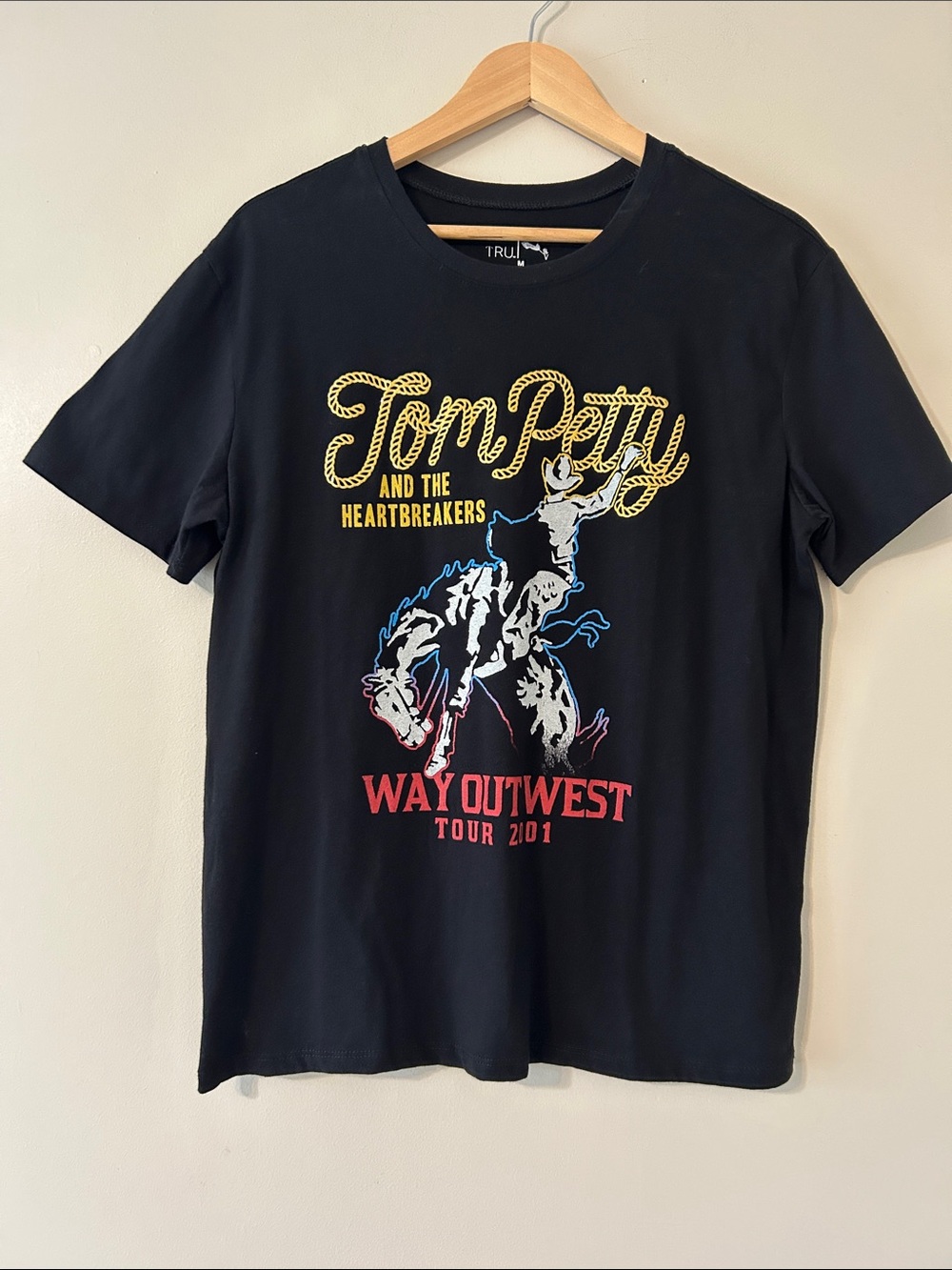 Tom Petty And The Heartbreakers Black T-Shirt Medium Cowboy Roping Riding Horse